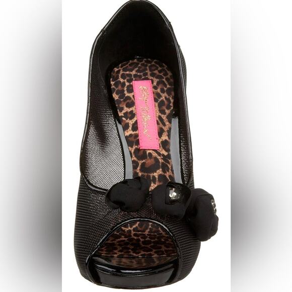 Betsey Johnson Women's Alexandra Open Toe Mesh Pumps Shoes Black Size 8.5 - Picture 2 of 12